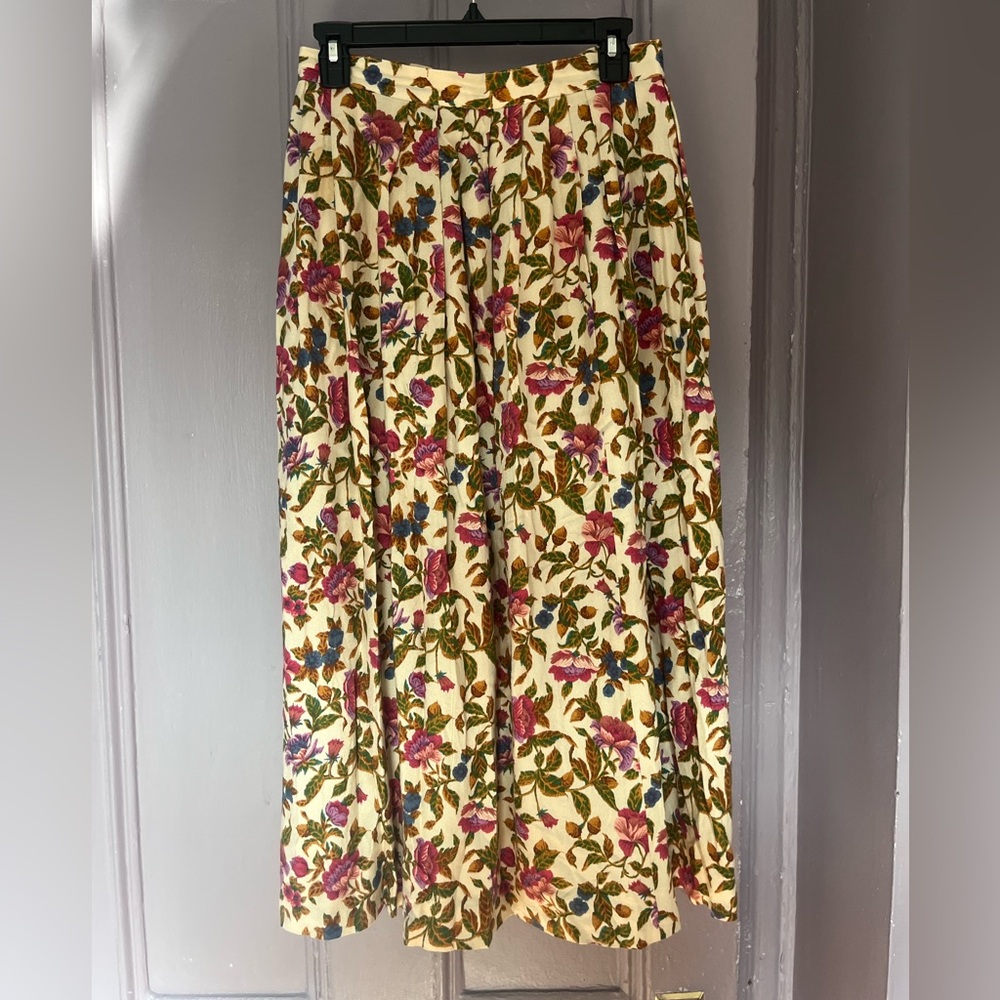 SUSAN BRISTOL vintage floral a-line skirt Midi Pockets  Wool Blend 10